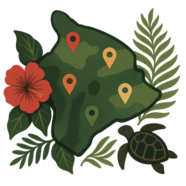 Big Island map with event pins
