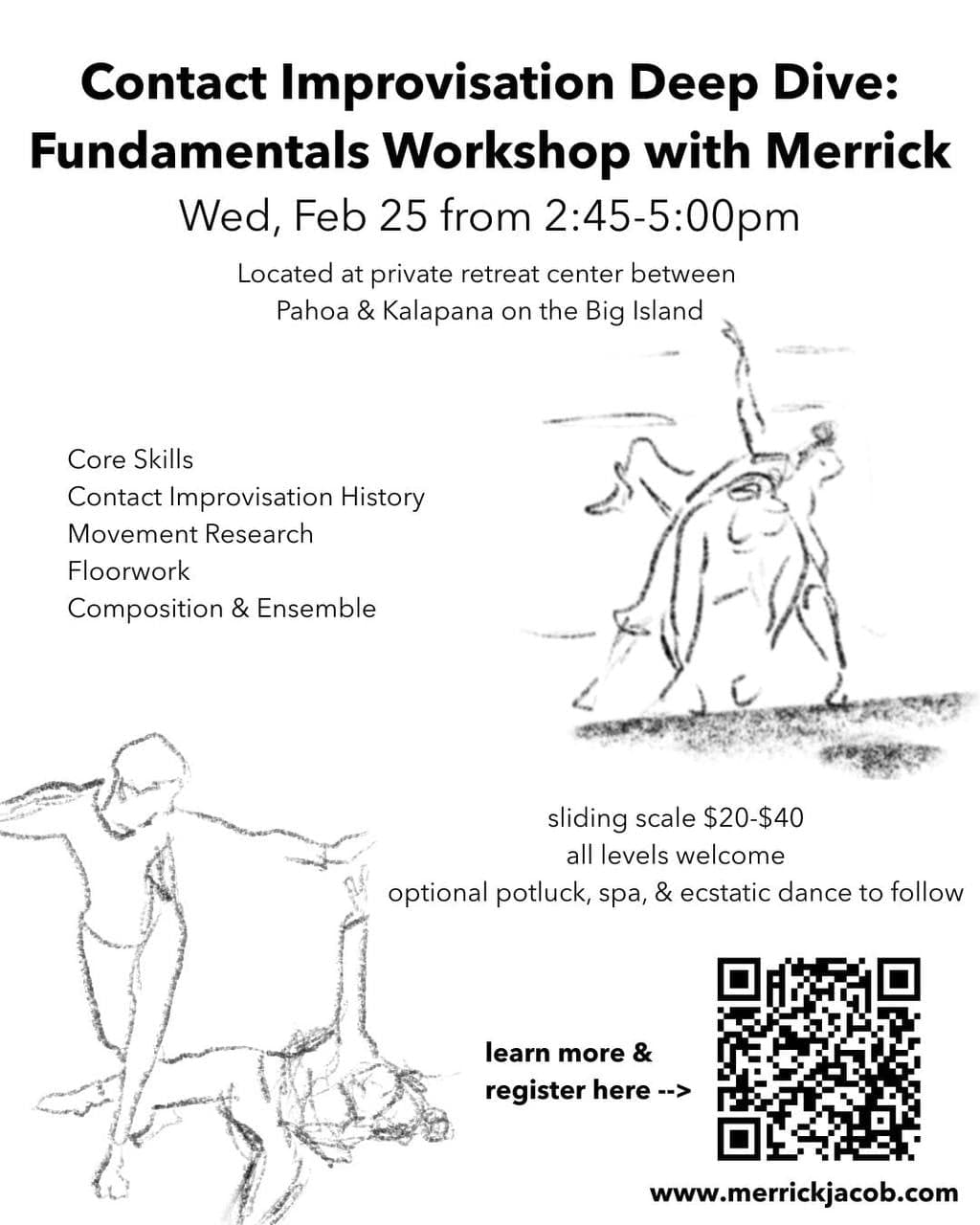 Contact Improvisation Deep Dive: Fundamentals Workshop with Merrick