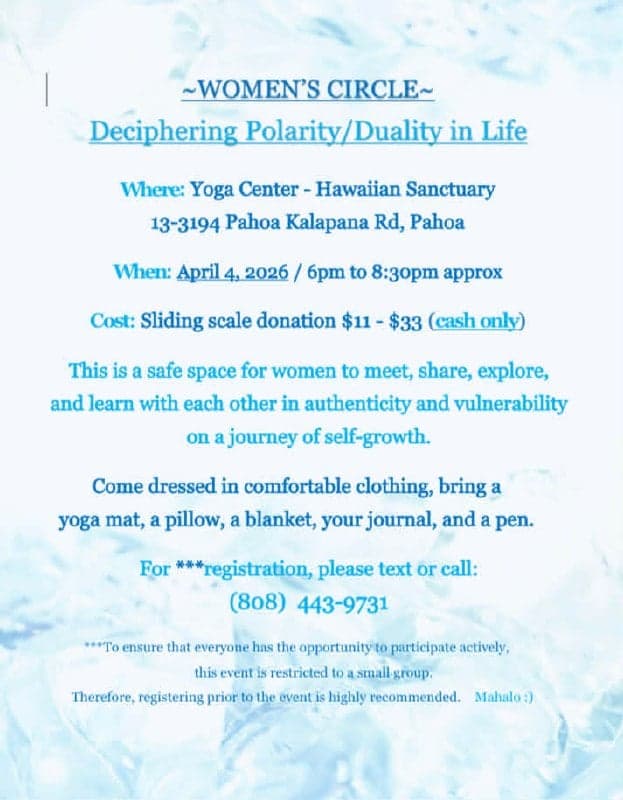 Women’s Circle: Deciphering Polarity & Duality in Life