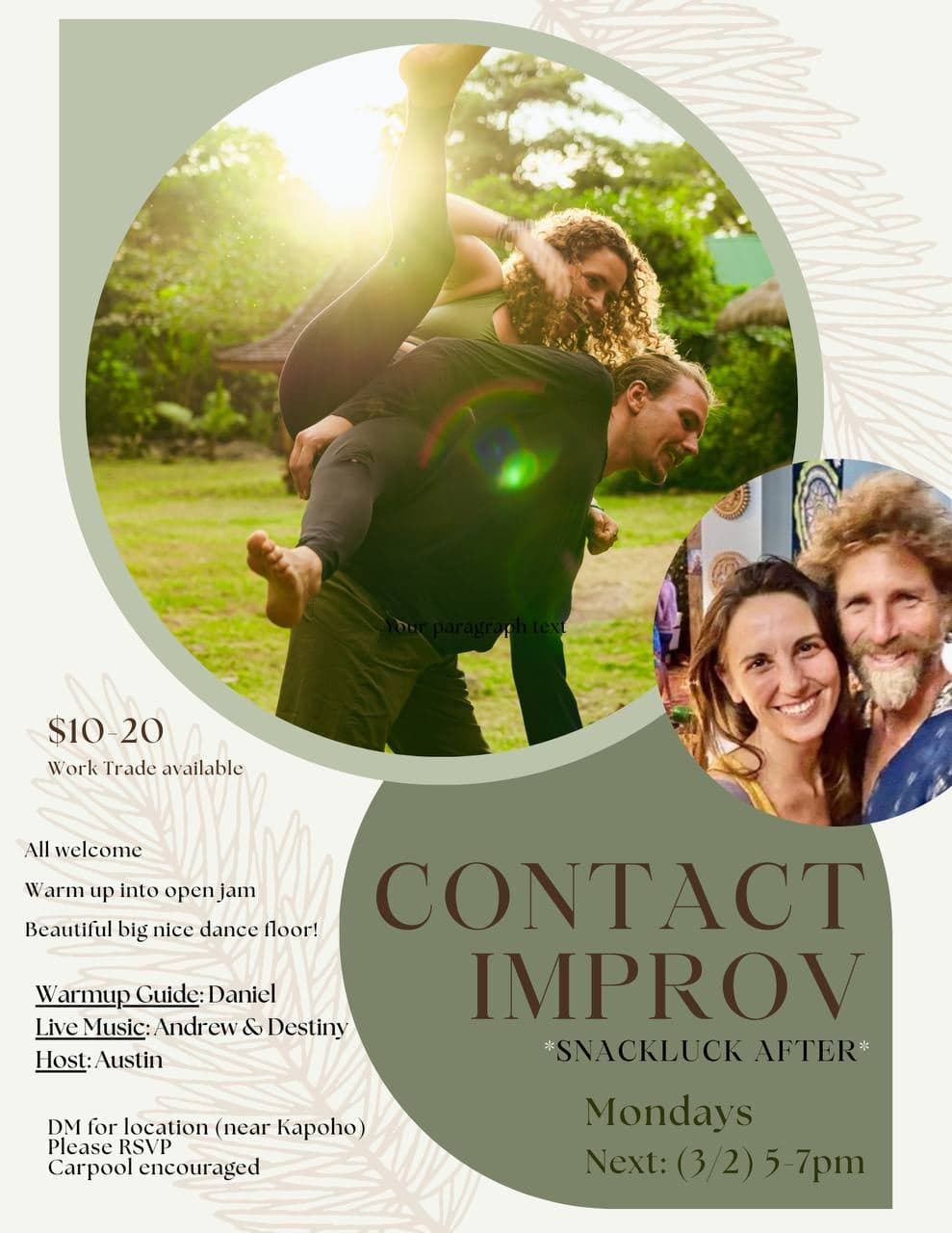 Contact Improv + Snackluck (Mondays)